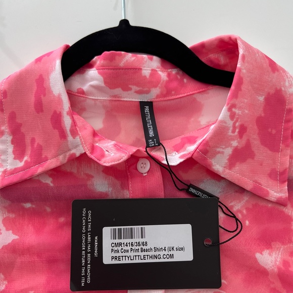 Pretty Little Things Pink Cow Print Button Down - Picture 3 of 4